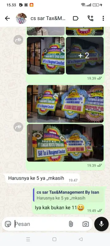Testimonial papan bunga Cianjur